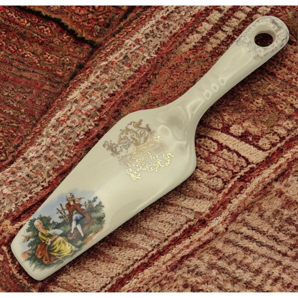 Vintage Wedding Cake Server With Romantic Scene Baroque Style Ceramic